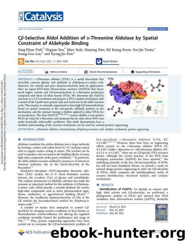 CÎ²-Selective Aldol Addition of d-Threonine Aldolase by Spatial Constraint of Aldehyde Binding by unknow