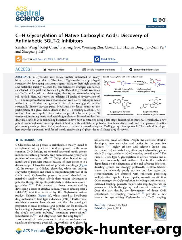 CâH Glycosylation of Native Carboxylic Acids: Discovery of Antidiabetic SGLTâ2 Inhibitors by unknow