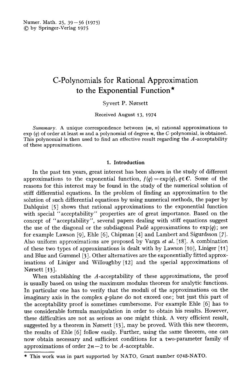 C-Polynomials for rational approximation to the exponential function by Unknown