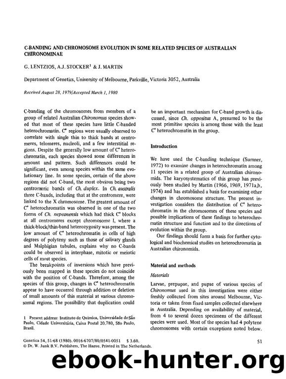 C-banding and chromosome evolution in some related species of Australian chironominae by Unknown