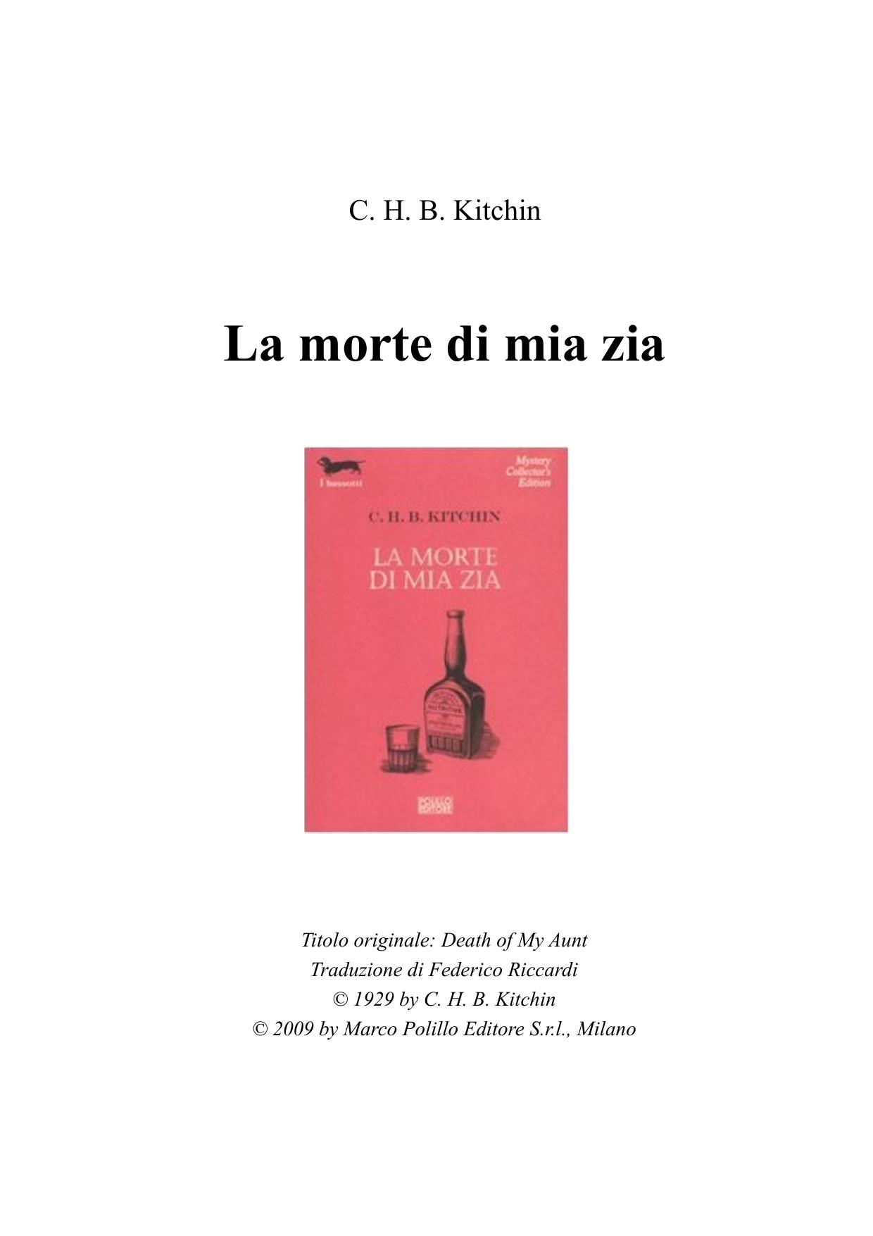 C. H. B. Kitchin by La morte di mia zia