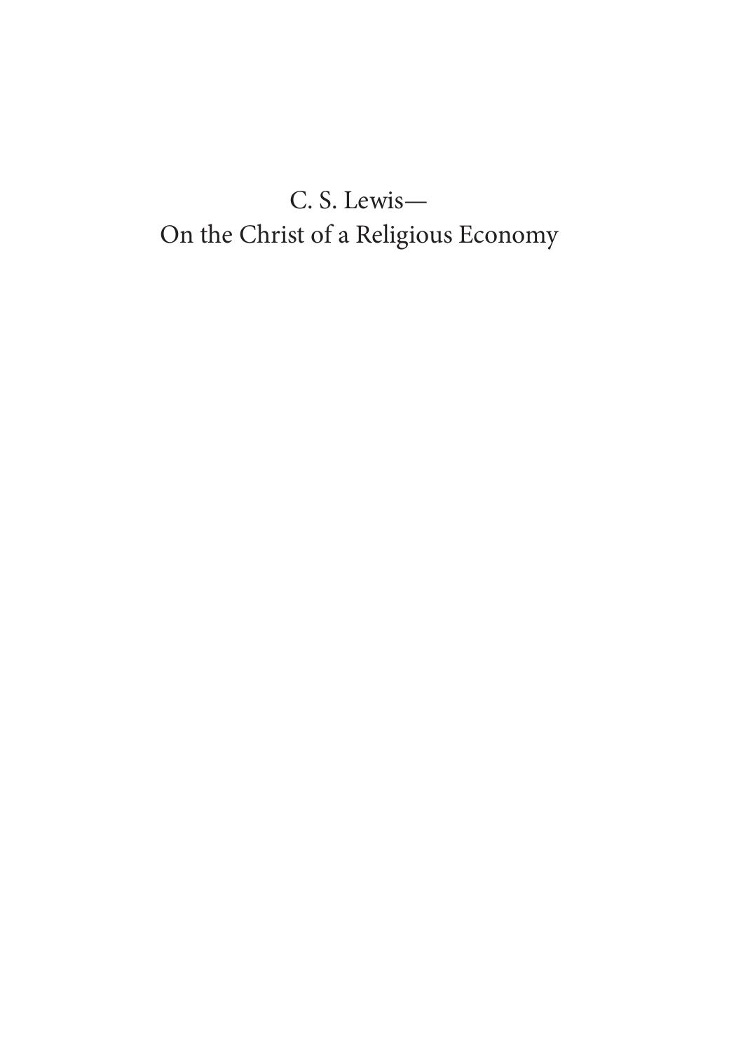 C.S. LewisâOn the Christ of a Religious Economy, 3.1 by P. H. Brazier