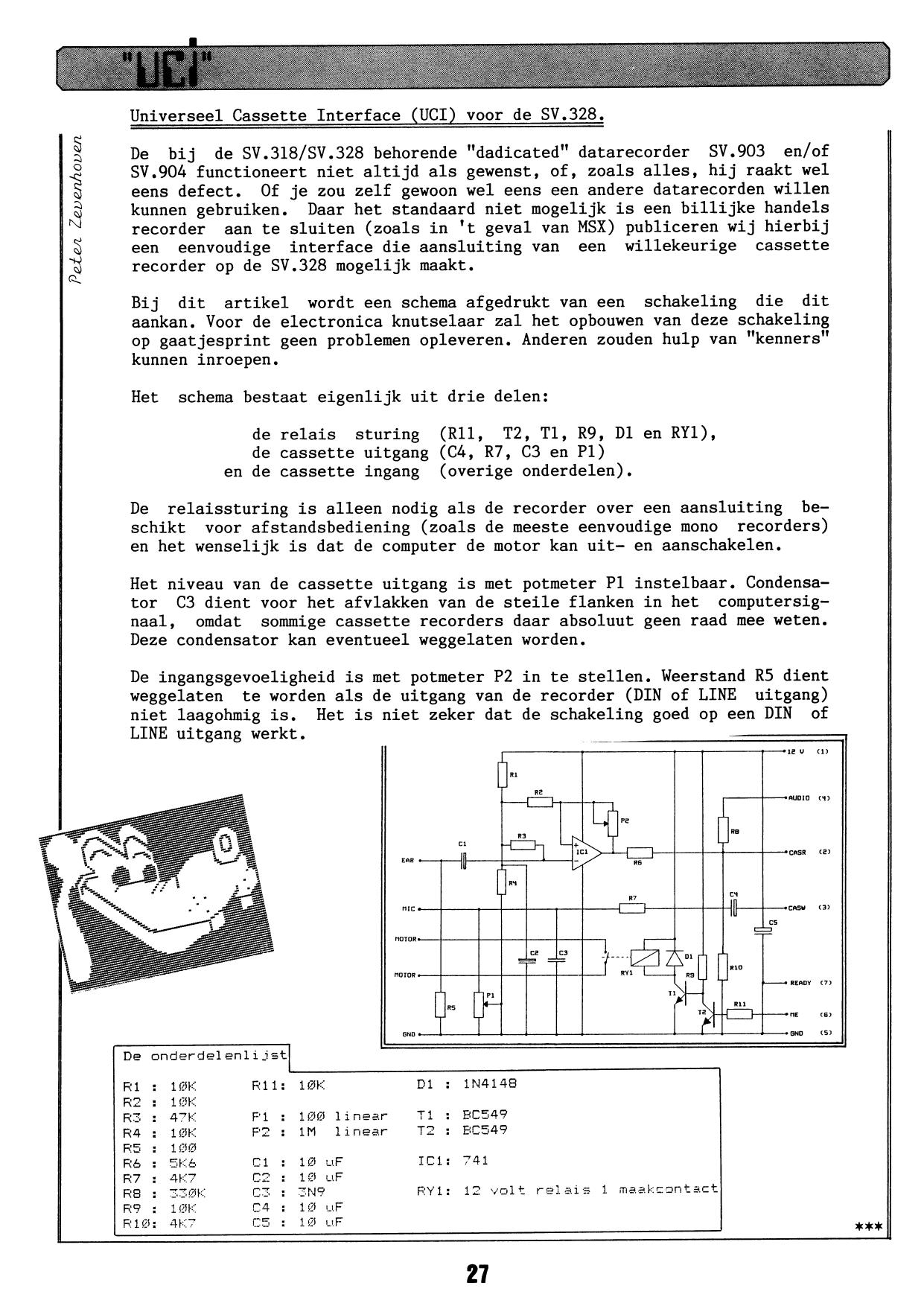 C.U.C. - Universal cassette interface for SVI-328 by C.U.C. magazine #18 by Peter Zevenhoven