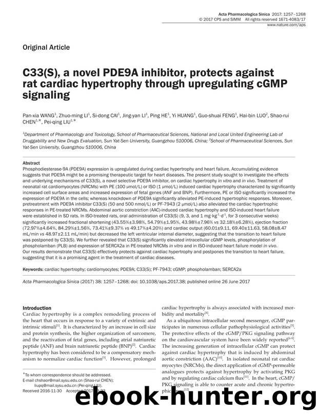 C33(S), a novel PDE9A inhibitor, protects against rat cardiac hypertrophy through upregulating cGMP signaling by unknow
