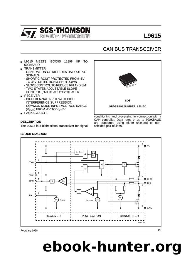 CAN BUS TRANSCEIVER by SGS-THOMSON Microelectronics