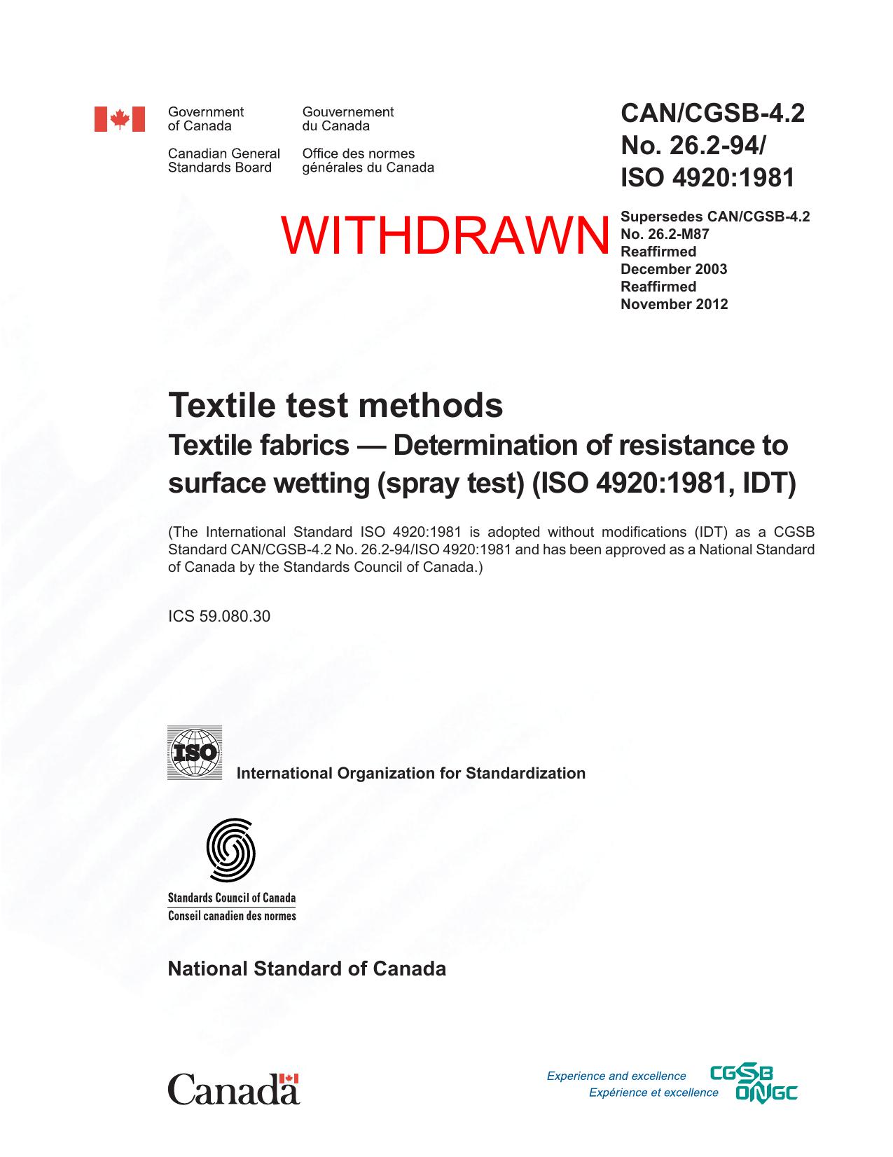 CAN CGSB 4.2 No. 26.2-94 (2012) by Unknown