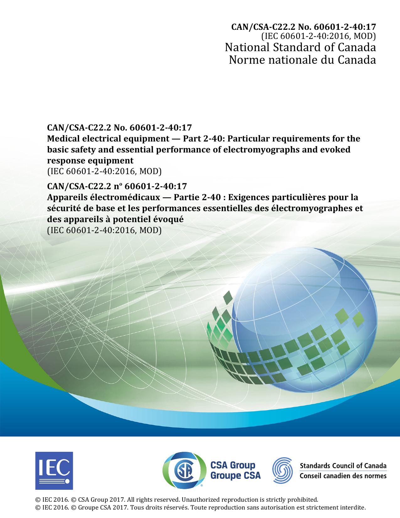 CAN CSA C22.2 No. 60601-2-40-17 by IEC