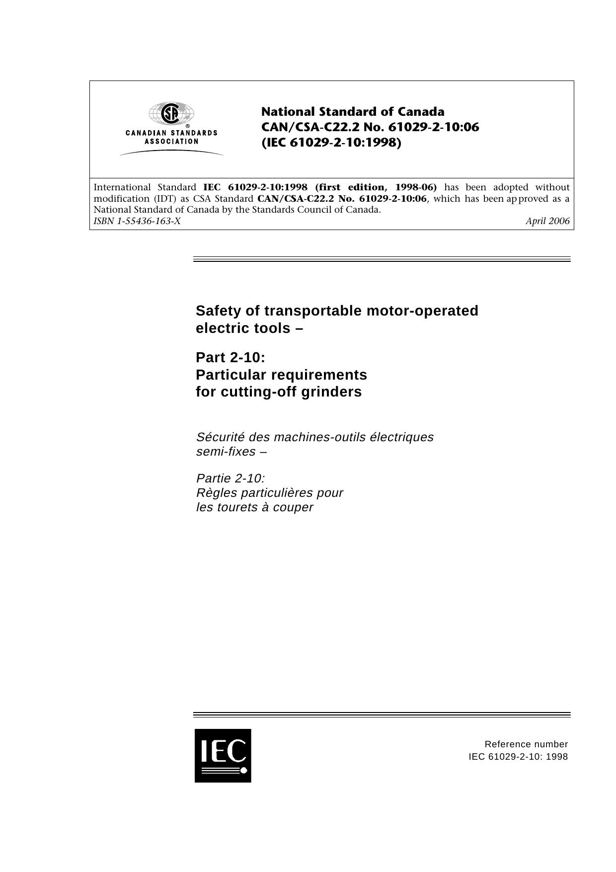 CAN CSA C22.2 No. 61029-2-10-06 by Unknown