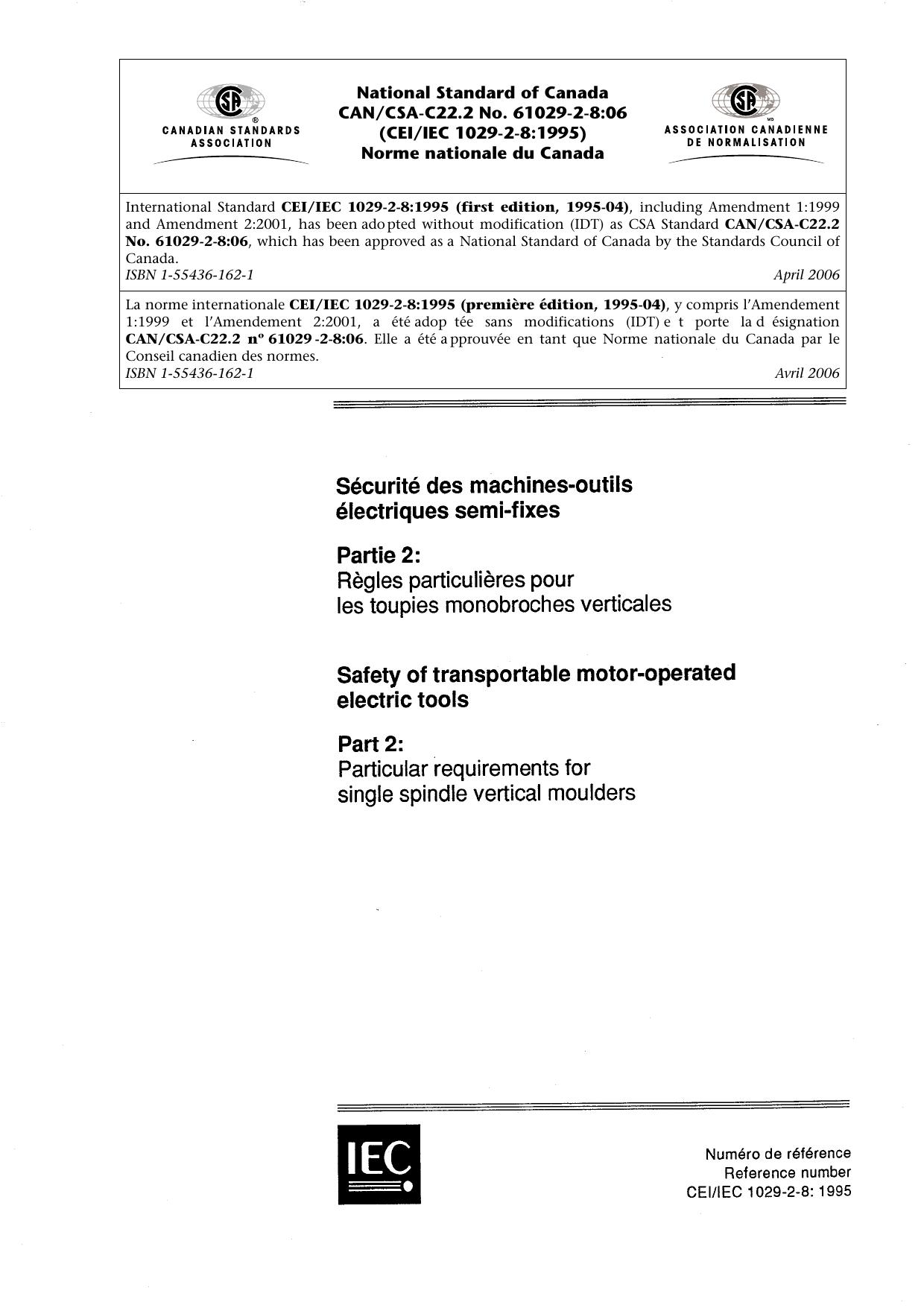 CAN CSA C22.2 No. 61029-2-8-06 by Unknown