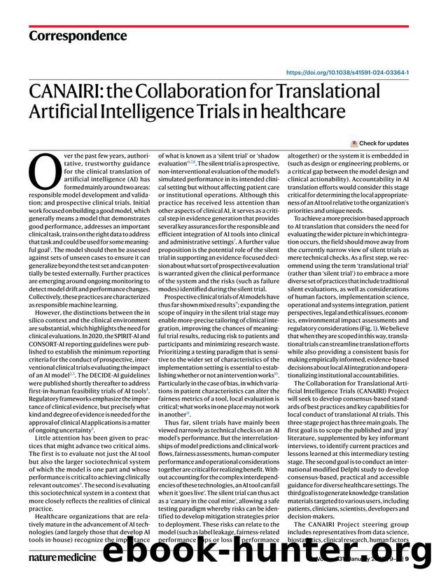 CANAIRI: the Collaboration for Translational Artificial Intelligence Trials in healthcare by unknow