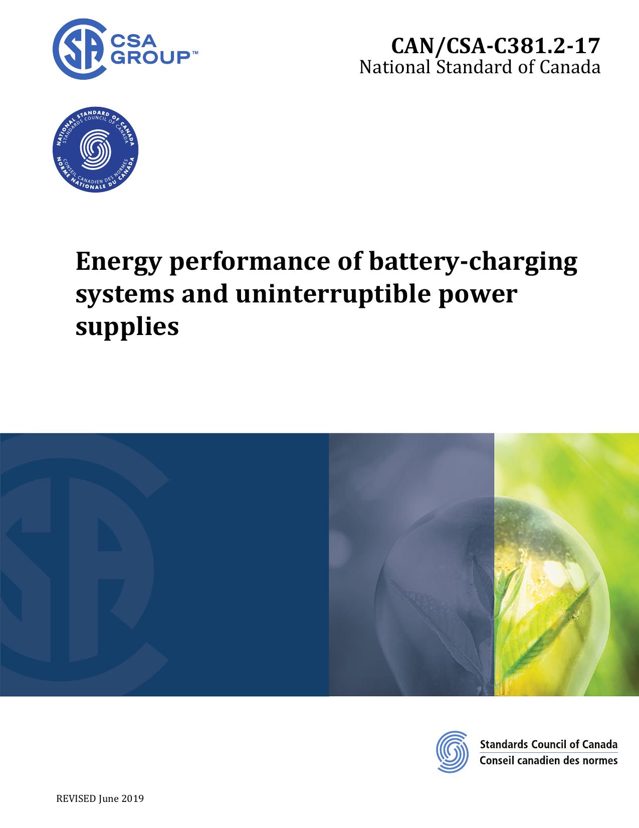 CANCSA-C381.2-17, Energy performance of battery-charging systems and uninterruptible power supplies by CSA Group