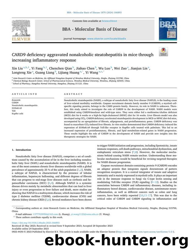 CARD9 deficiency aggravated nonalcoholic steatohepatitis in mice through increasing inflammatory response by unknow