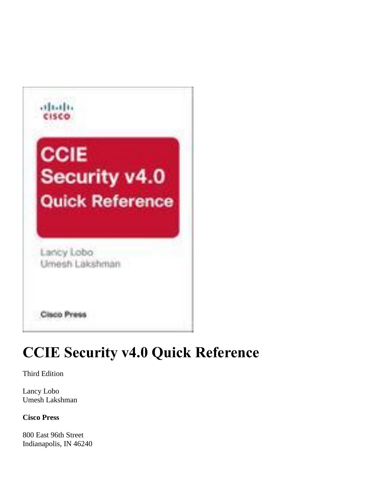 CCIE Security v4.0 Quick Reference by In