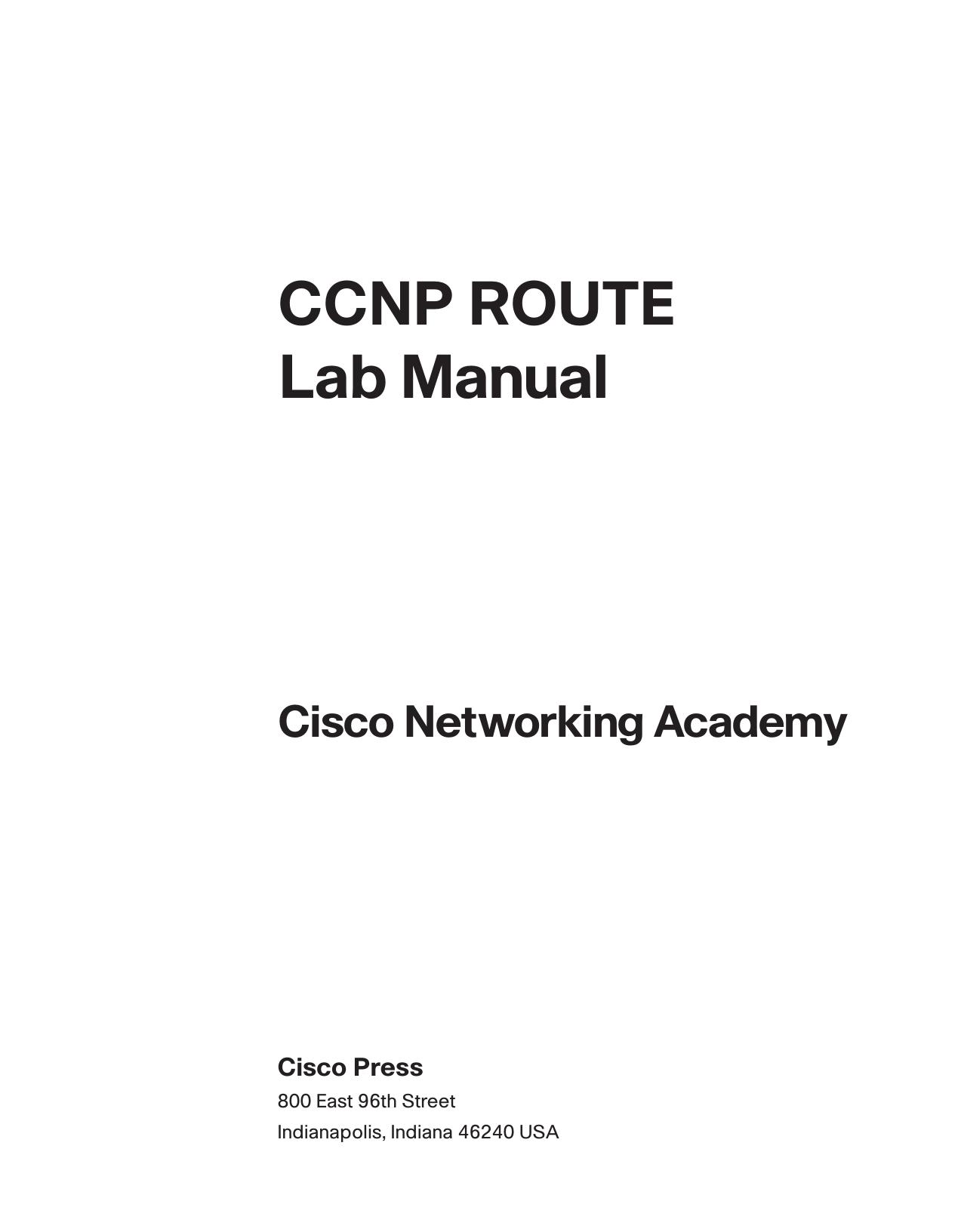 CCNP ROUTE Lab Manual by Cisco Networking Academy