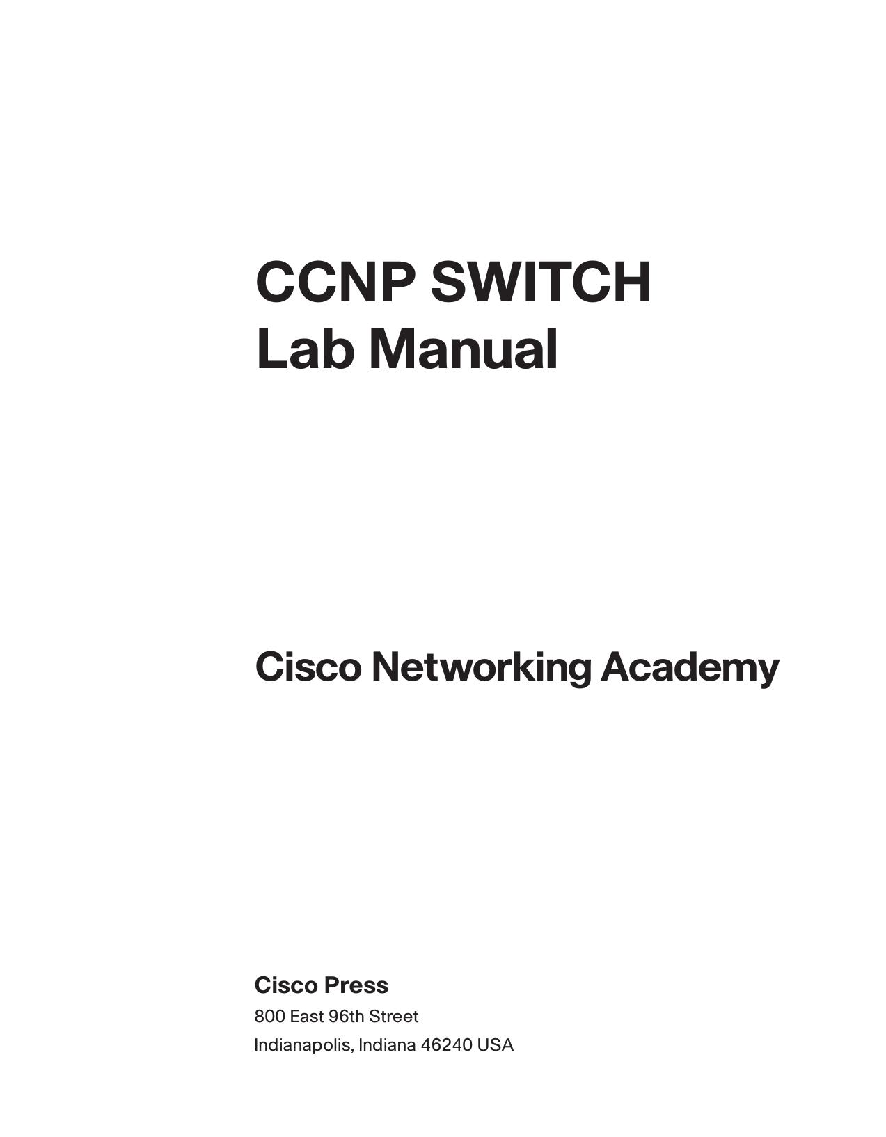 CCNP SWITCH Lab Manual by Cisco Networking Academy