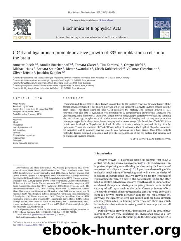 CD44 and hyaluronan promote invasive growth of B35 neuroblastoma cells into the brain by unknow