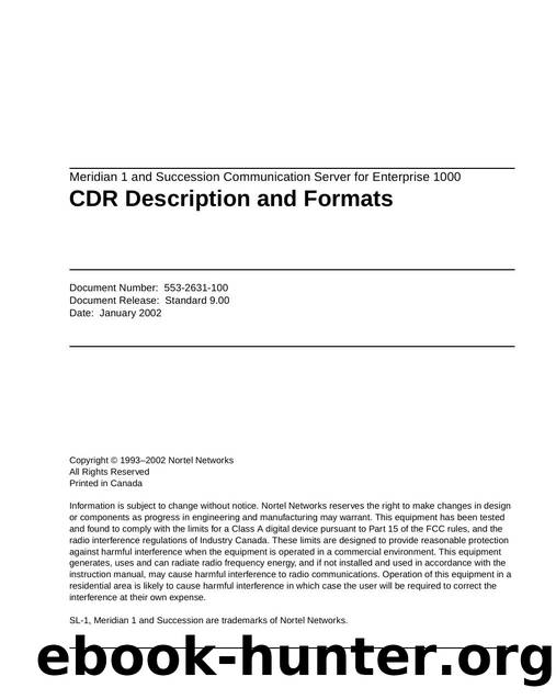 CDR Description and Formats by Nortel Networks