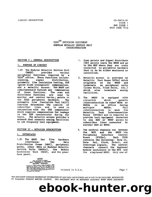 CD_5D016_01-MODULAR METALLIC SERVICE UNIT INTERCONNECTION by Lucent Technologies