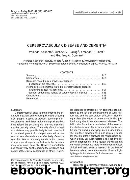 CEREBROVASCULAR DISEASE AND DEMENTIA by Prous Science (c) 2005
