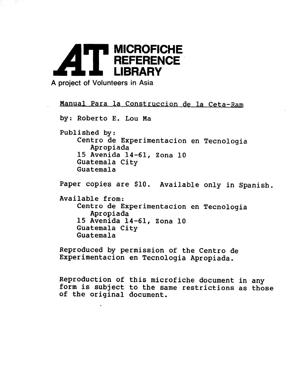 CETA-Ram Construction Manual (Spanish) by Unknown
