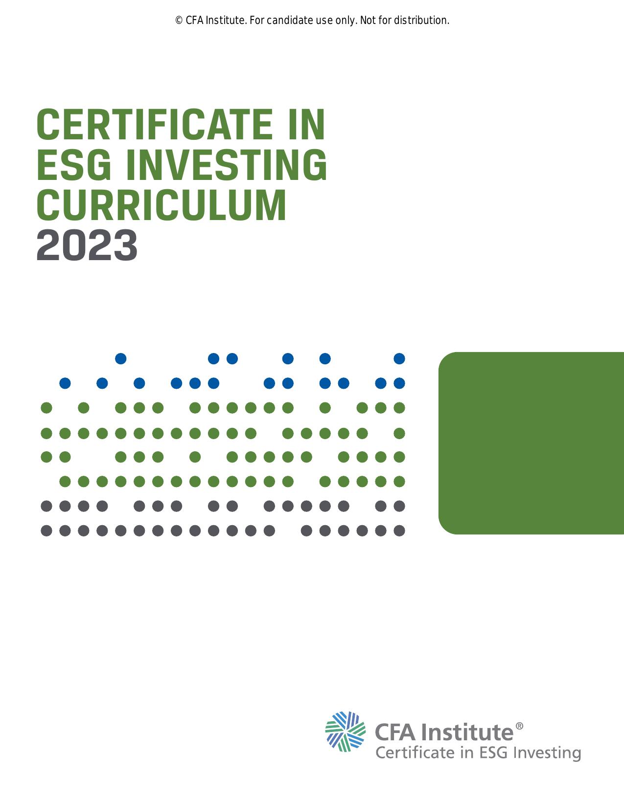 CFA ESG Certificate 2023 by CFA Institute