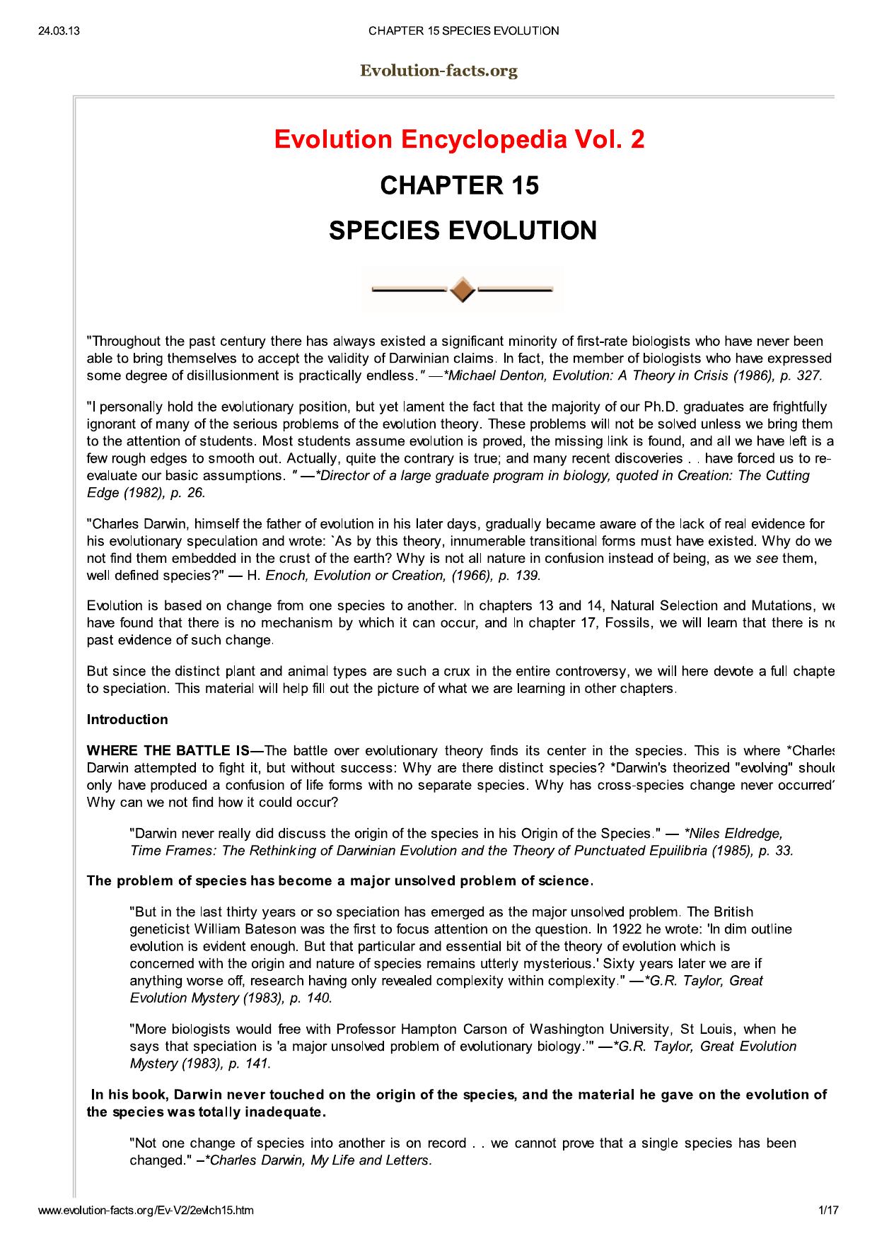 CHAPTER 15 SPECIES EVOLUTION by Benutzer1