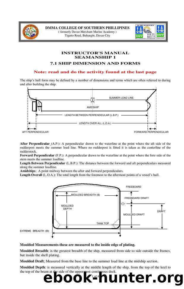 CHAPTER 2 â SHIPS DIMENSIONS AND FORMS by CAPT. FLORENCIO D. COSARE