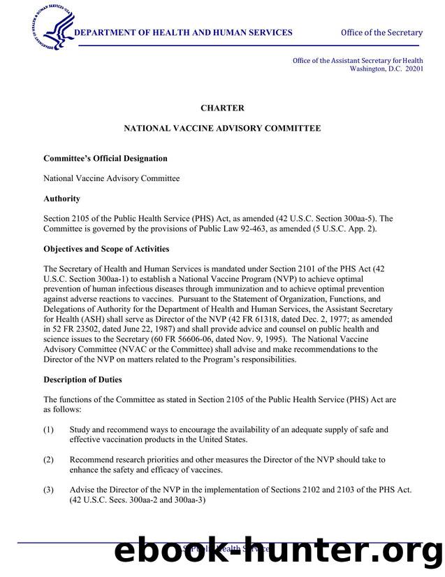 CHARTER NATIONAL VACCINE ADVISORY COMMITTEE by HHS