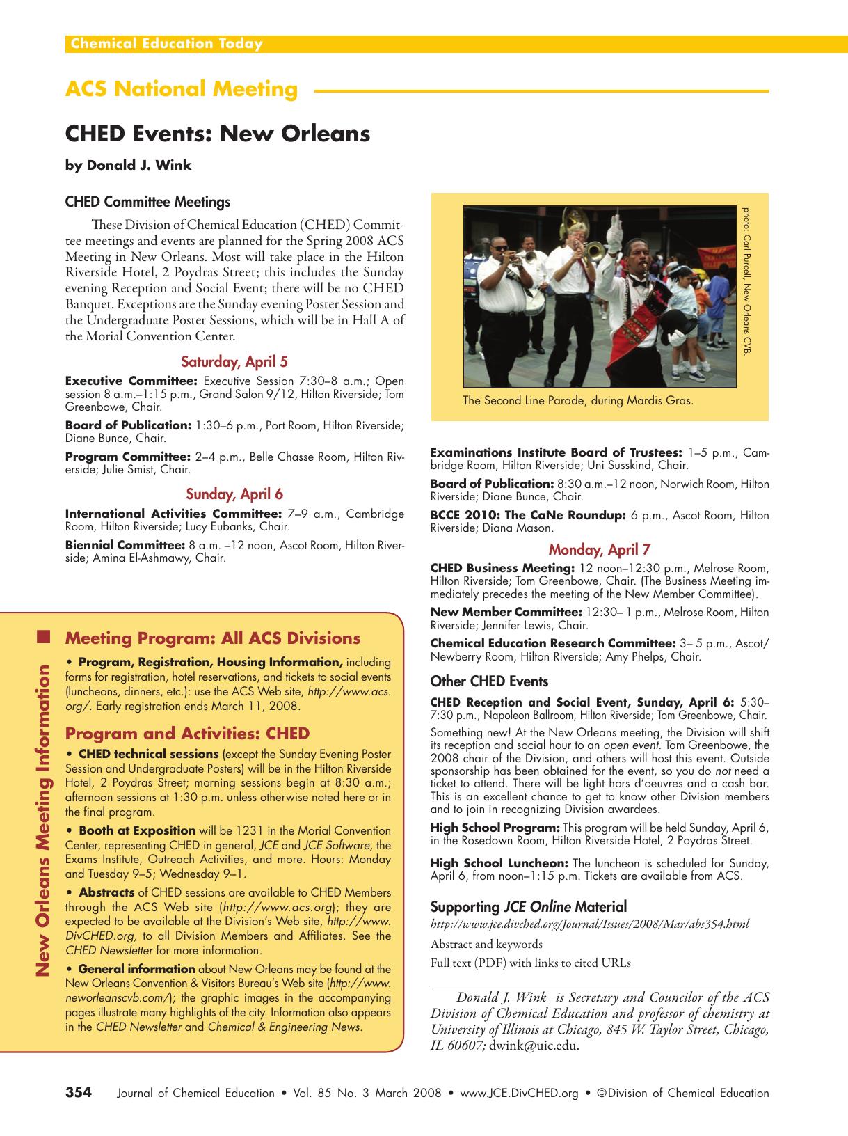 CHED Events: New Orleans by Donald J. Wink