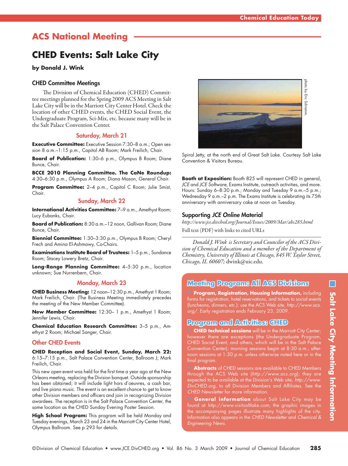 CHED Events: Salt Lake City by Donald J. Wink