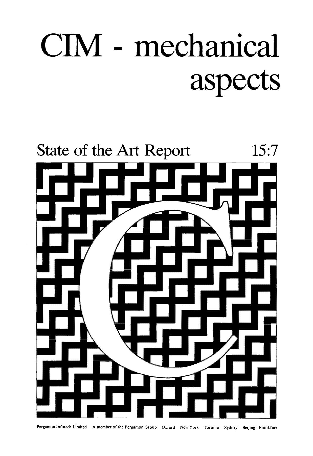 CIM â Mechanical Aspects. State of the Art Report by D. Gareth R. Evans (Eds.)
