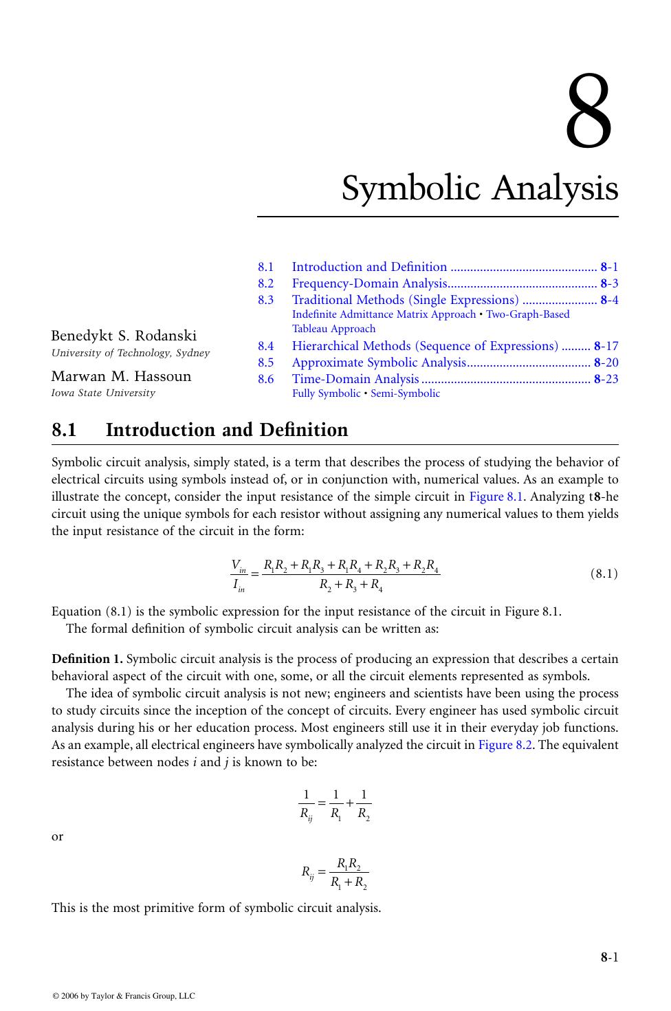 CIRCUIT ANALYSIS and FEEDBACK AMPLIFIER THEORY by Benedykt S. Rodanski and Marwan M. Hassoun