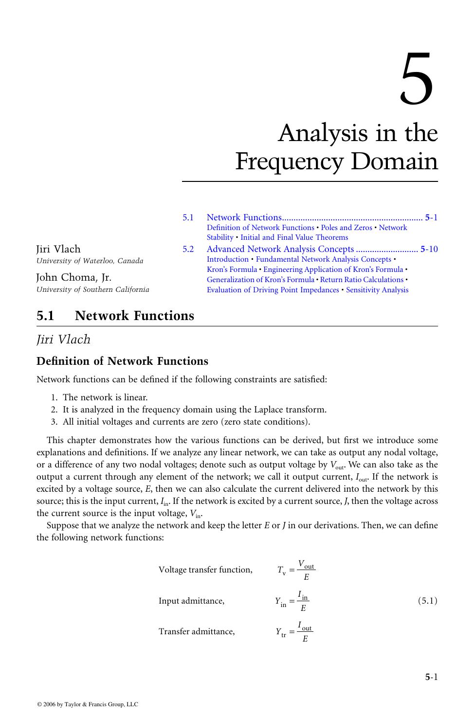 CIRCUIT ANALYSIS and FEEDBACK AMPLIFIER THEORY by Jiri Vlach and John Choma Jr