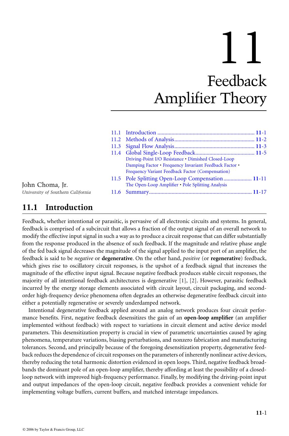 CIRCUIT ANALYSIS and FEEDBACK AMPLIFIER THEORY by John Choma Jr