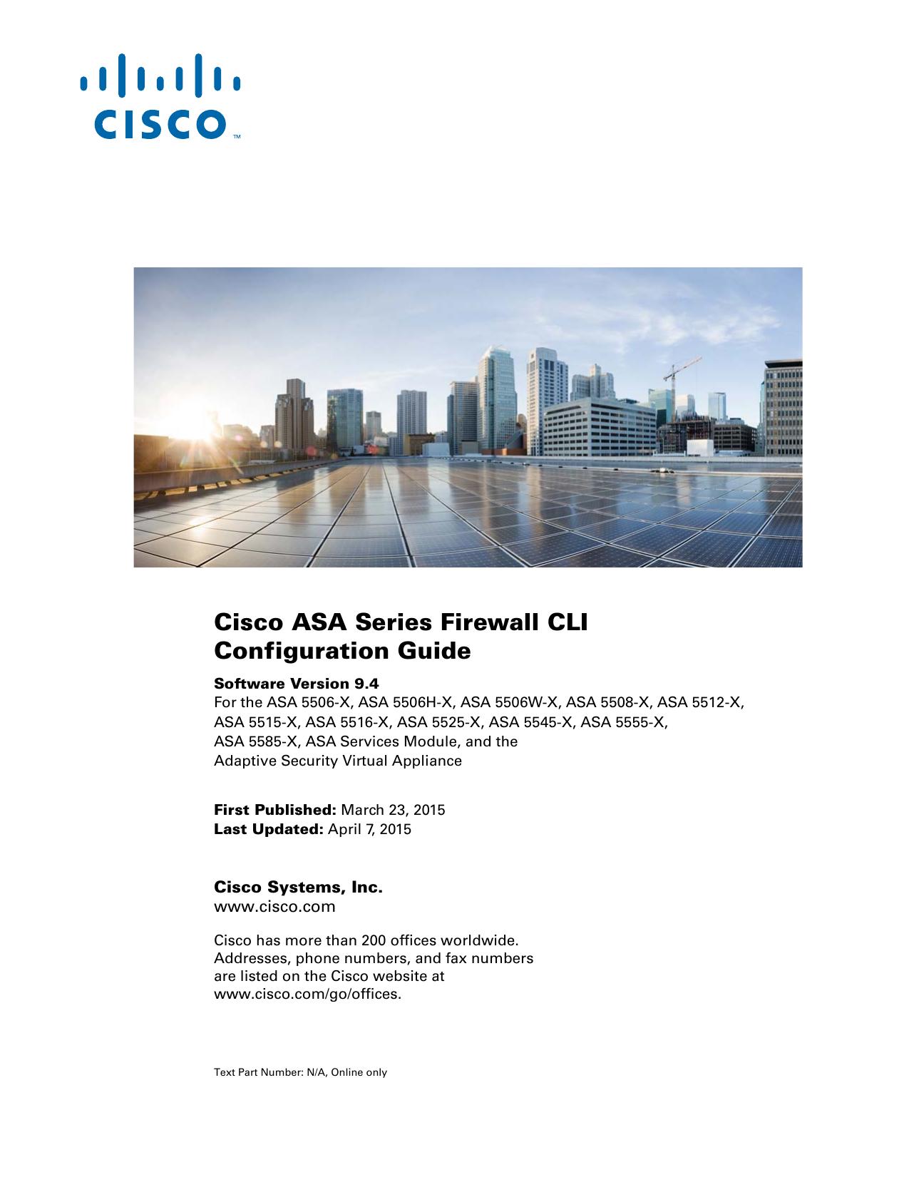 CLI Book 2: Cisco ASA Series Firewall CLI Configuration Guide, 9.4 by ctsadmin-wem-p.gen