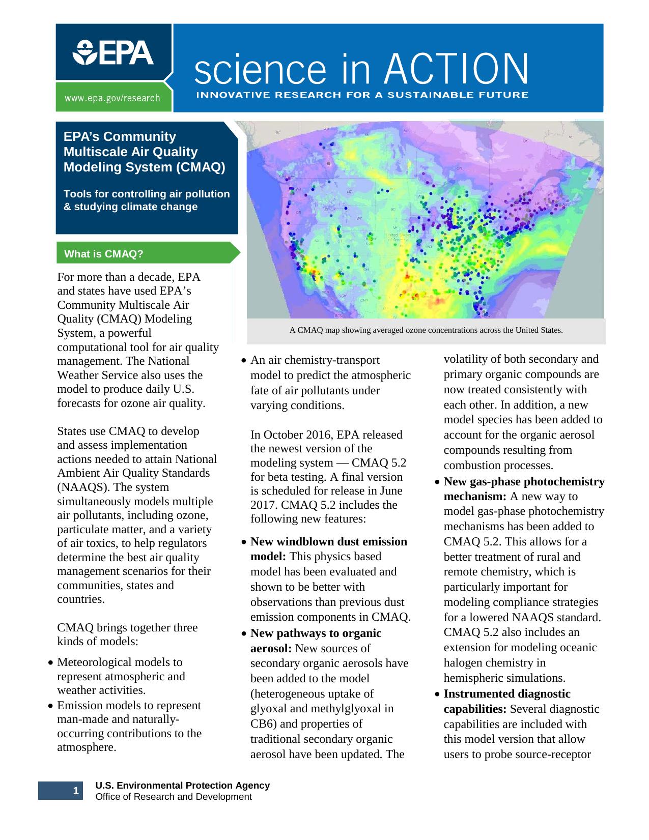 CMAQ Fact Sheet by EPA ORD National Exposure Research Laboratory