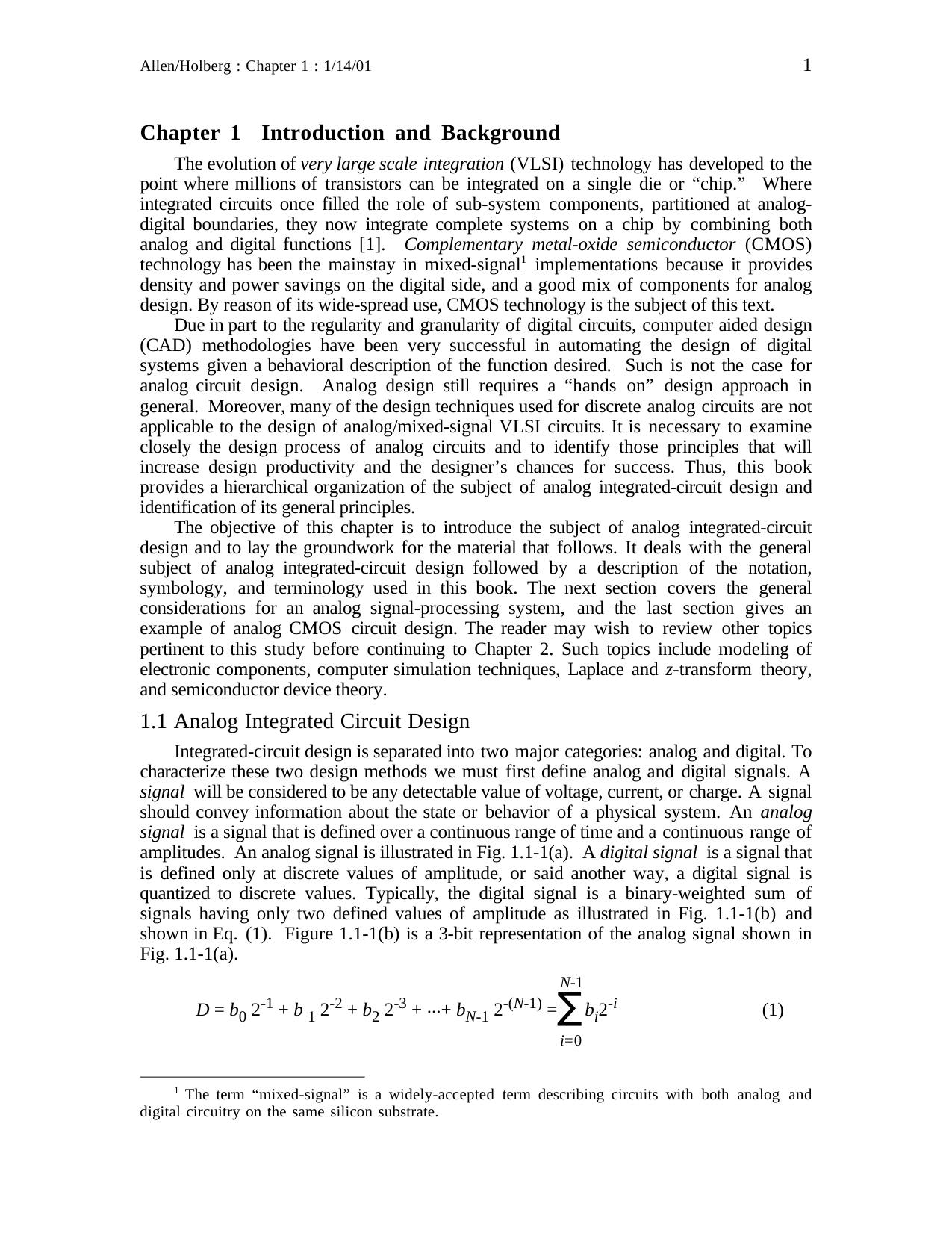 CMOS Analog Circuit Design by Allen Holberg (2001) WW