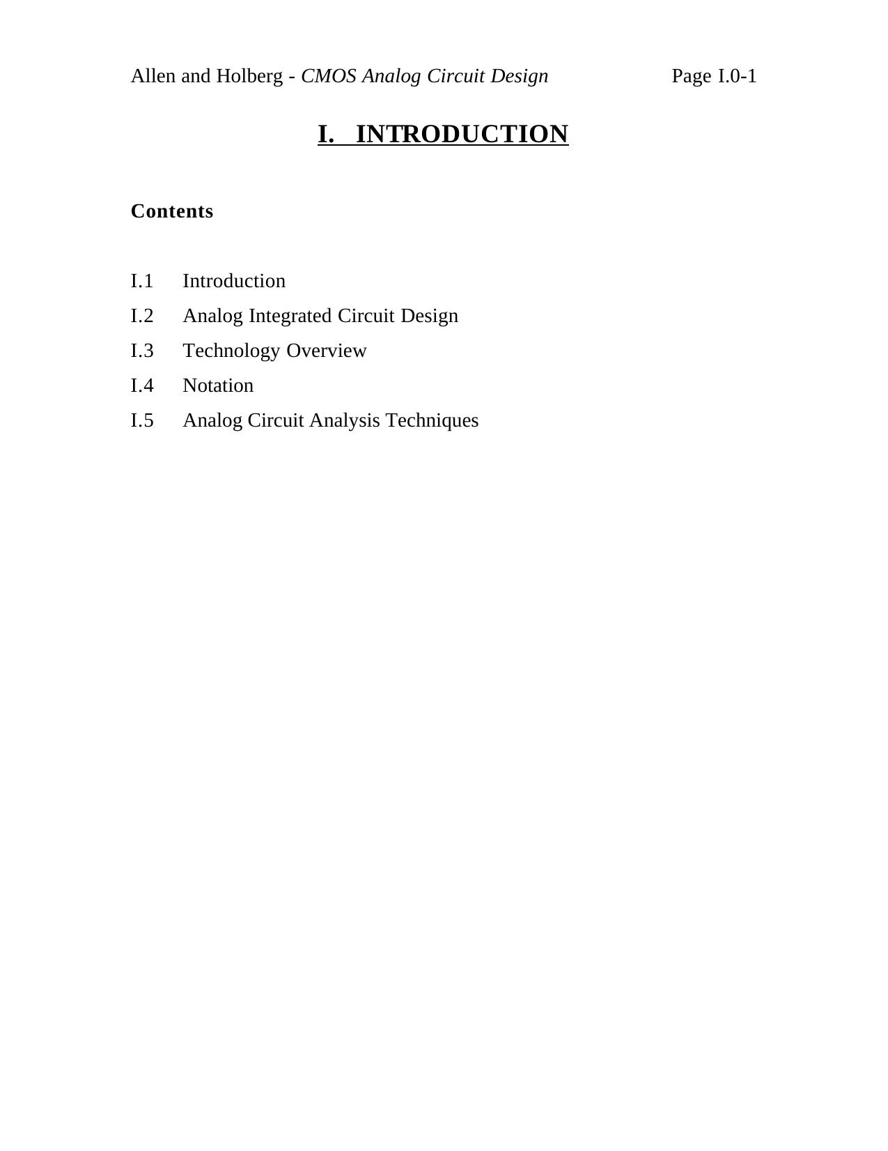 CMOS Analog Circuit Design by Allen P.E