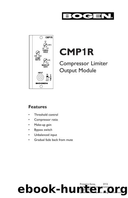 CMP1R Manual - Compressor Limiter Output Module by Brian Maher
