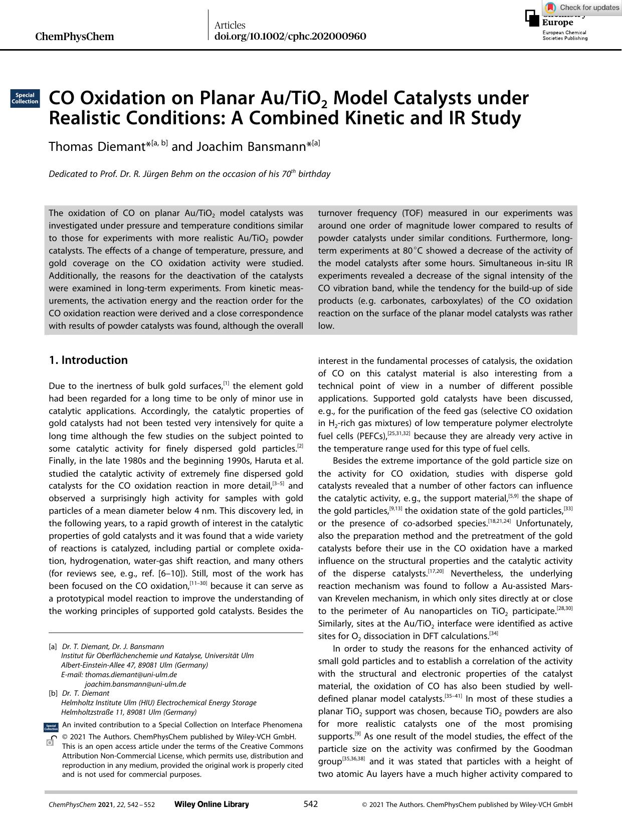 CO Oxidation on Planar AuTiO2 Model Catalysts under Realistic Conditions: A Combined Kinetic and IR Study by Unknown