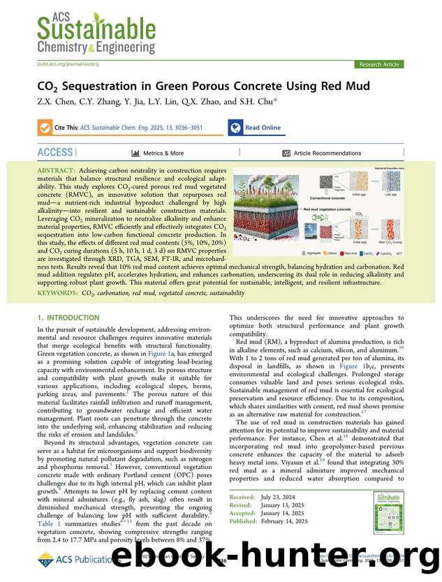 CO2 Sequestration in Green Porous Concrete Using Red Mud by Z.X. Chen C.Y. Zhang Y. Jia L.Y. Lin Q.X. Zhao and S.H. Chu