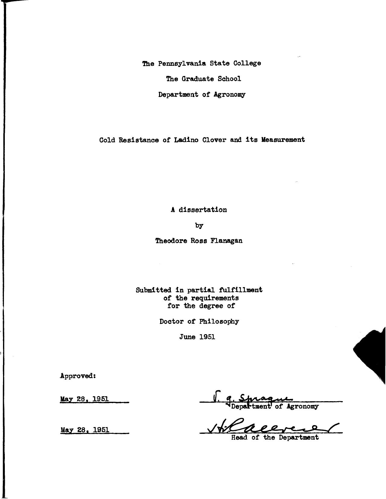 COLD RESISTANCE OF LADINO CLOVER AND ITS MEASUREMENT by FLANAGAN THEODORE ROSS