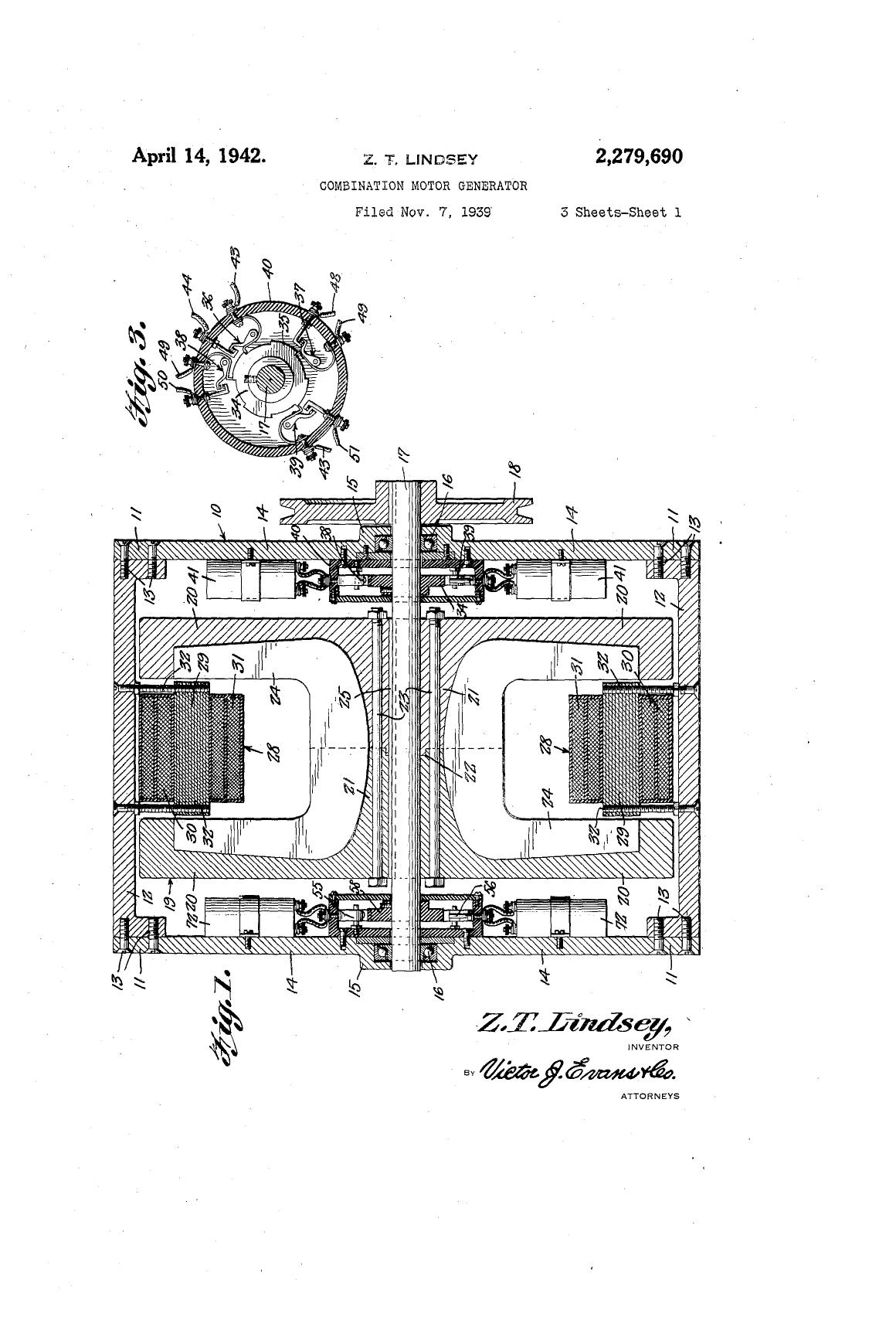 COMBINATION MOTOR GENERATOR by Z. T. Lindsey Z. T. Lindsey