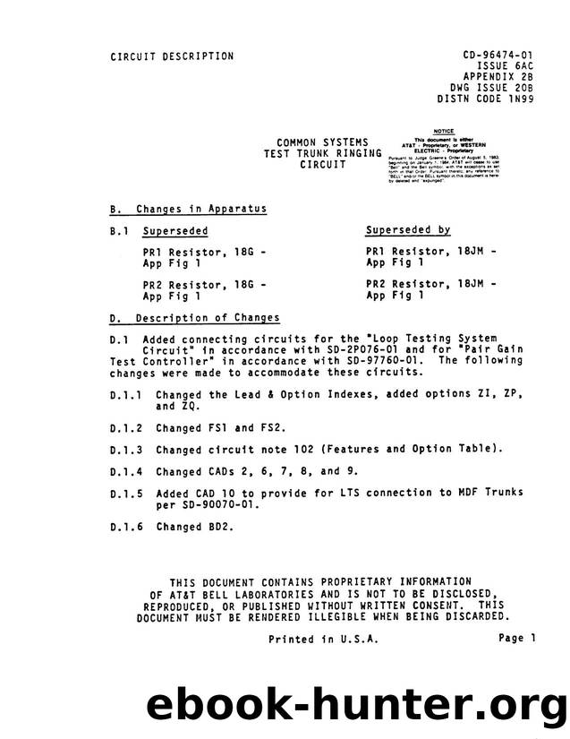 COMMON SYSTEMS TEST TRUNK RINGING CIRCUIT by Unknown