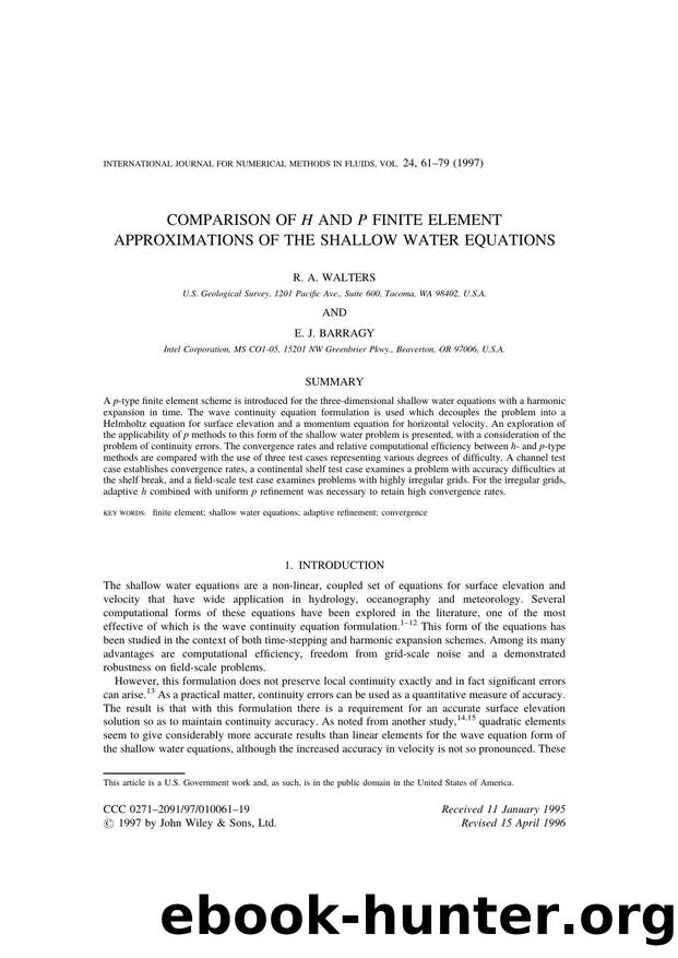 COMPARISON OF H AND P FINITE ELEMENT APPROXIMATIONS OF THE SHALLOW WATER EQUATIONS by Unknown