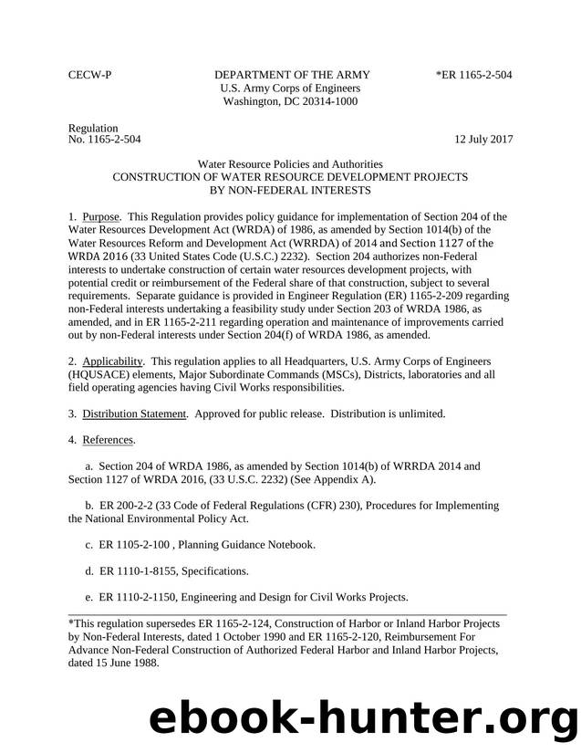 CONSTRUCTION OF WATER RESOURCE DEVELOPMENT PROJECTS by CECW-P
