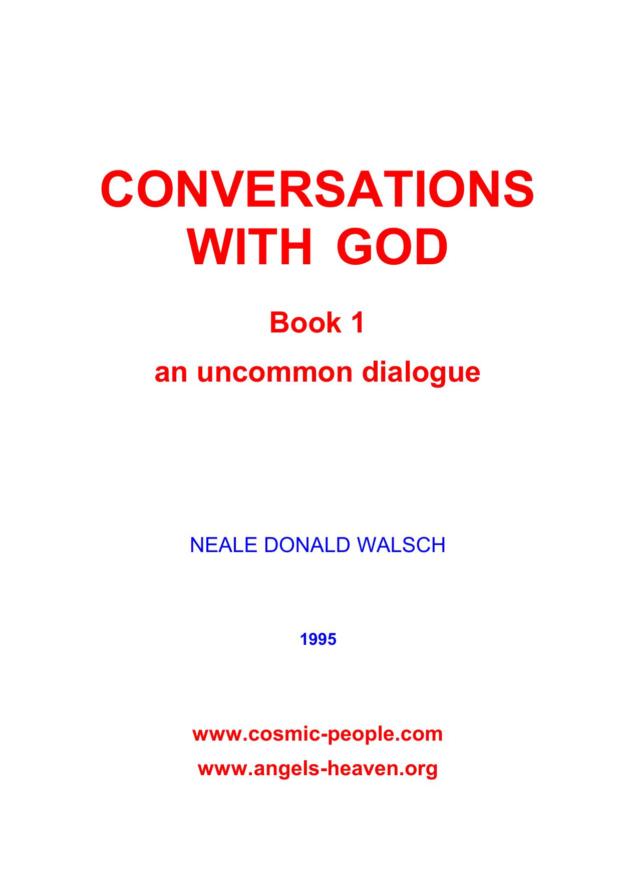 CONVERSATIONS WITH GOD- BOOK 1 by NEALE DONALD WALSCH