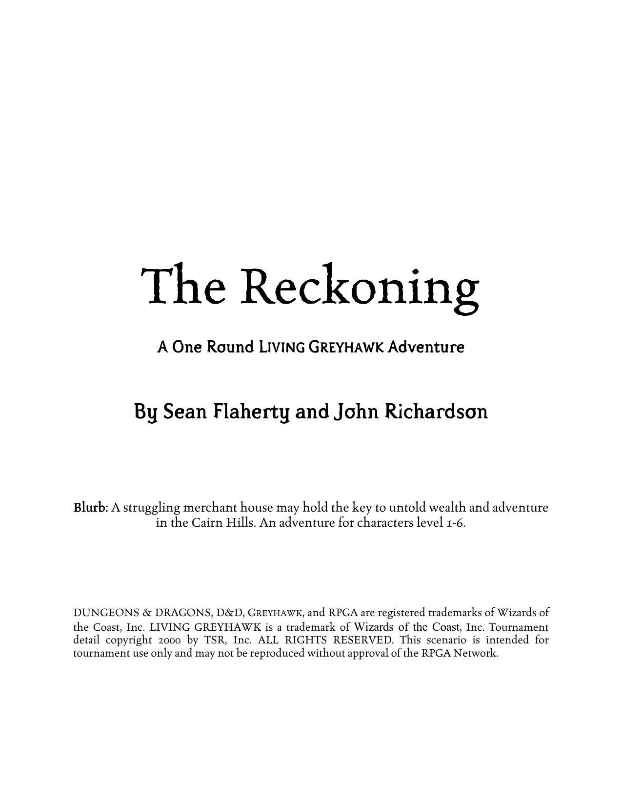 COR1-02 The Reckoning by Unknown