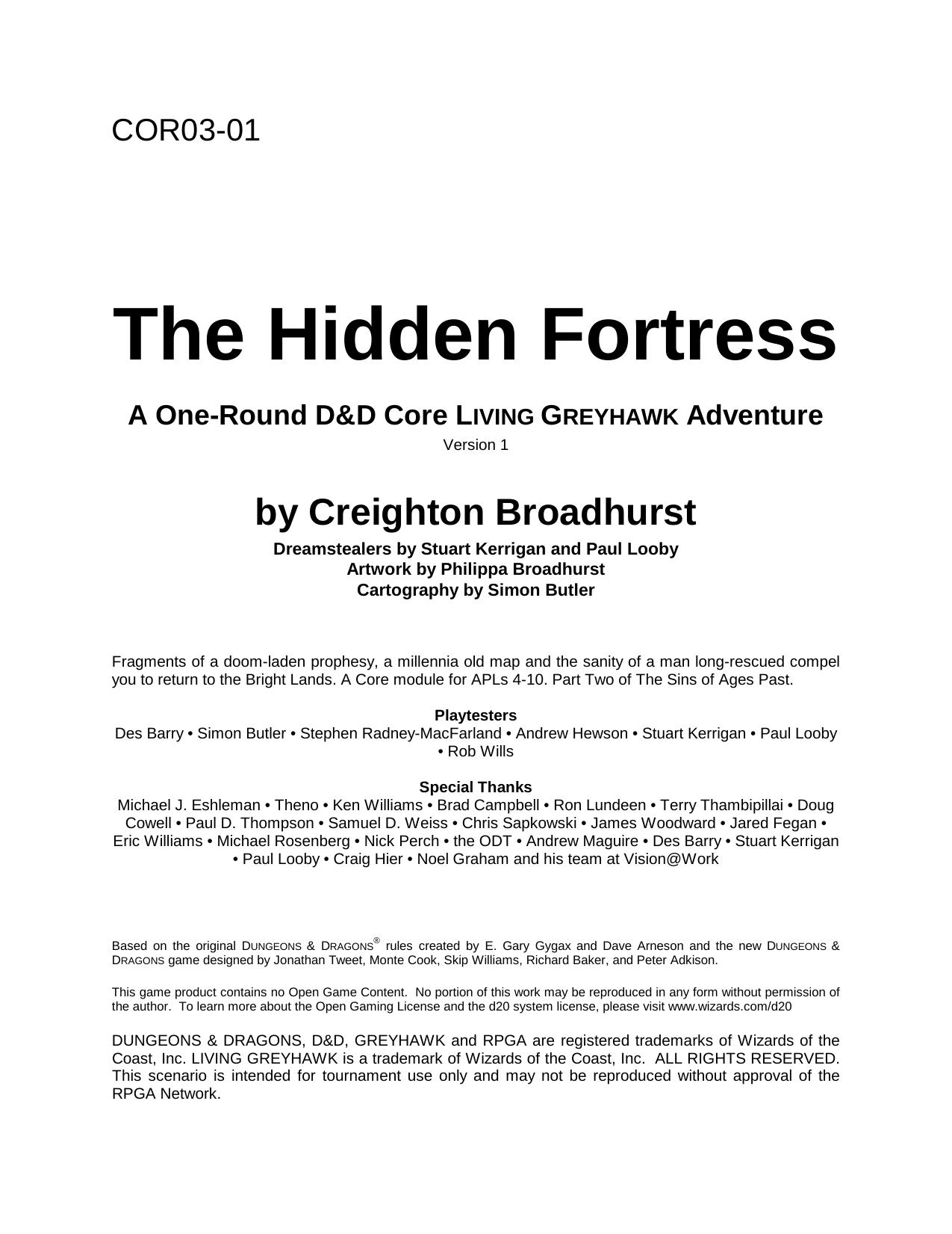 COR3-01 The Hidden Fortress by Unknown