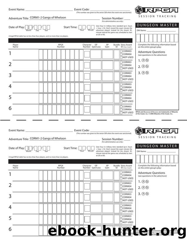 CORM1-2 Gangs of Wheloon Tracking by Unknown